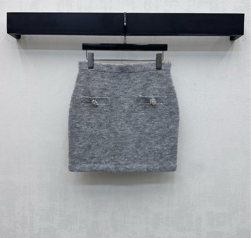 Self-Portrai Stylish Pocket - Decorated Heavy - Beaded Knit Skirt