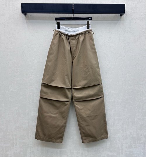 Alexander Wang High - Waist Wide - Leg Trousers with Zipper Pockets and Logo