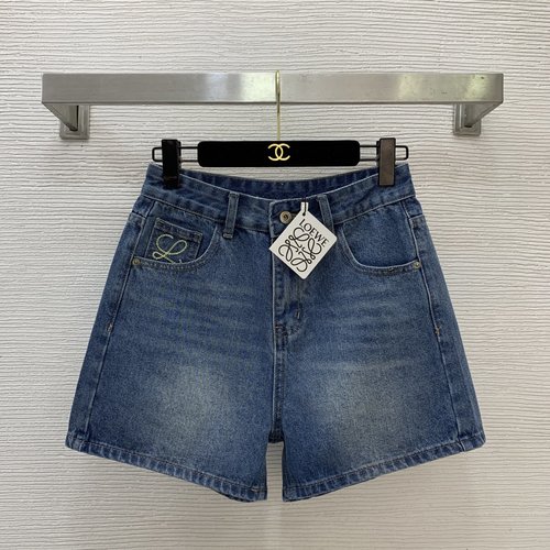 Loewe Denim Shorts with Logo Decoration