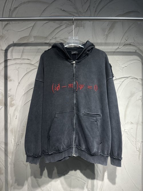 Balenciaga Formula Embroidery Wear-Washed Hoodie