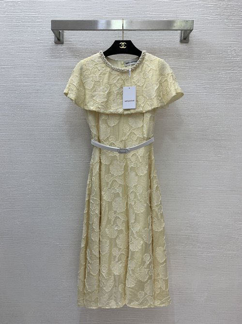 Prada High-End Cloak Dress with Diamond-Trimmed Collar