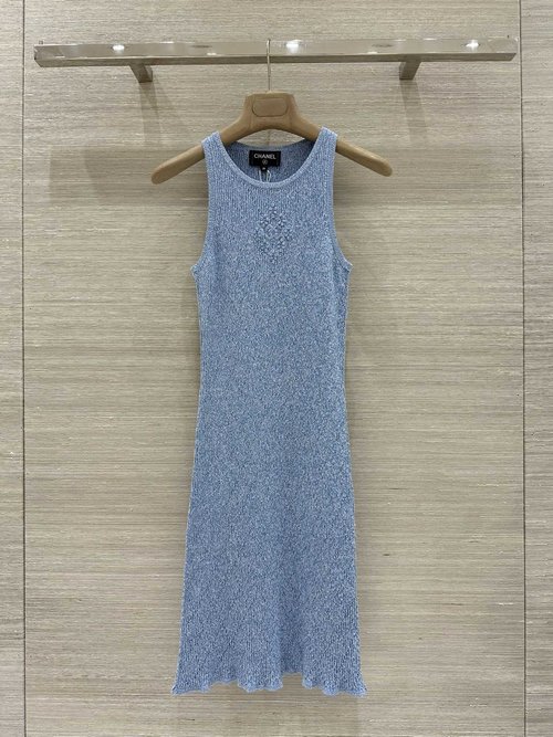 Chanel Exquisite Crochet Hollowed - out Knit Top with Double C