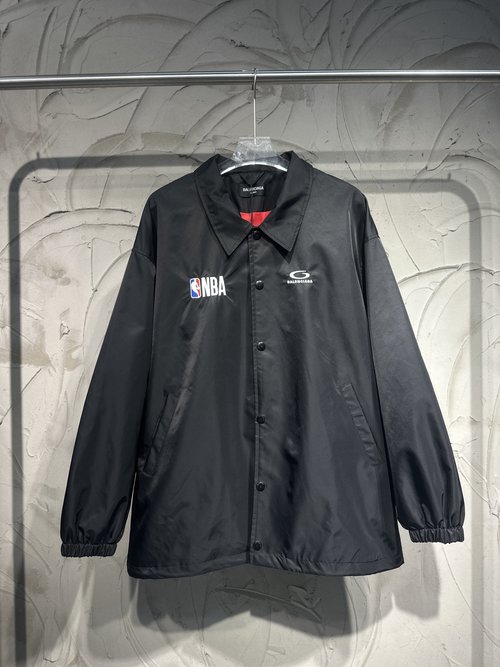 Balenciaga NBA Co - branded Loose - fit Coach Jacket with Embroidered Badges