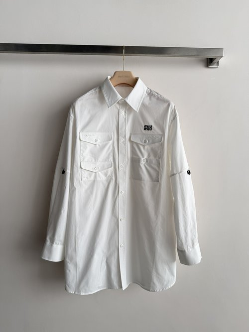 Loro Piana Classic White Utility Shirt with Double Chest Pockets