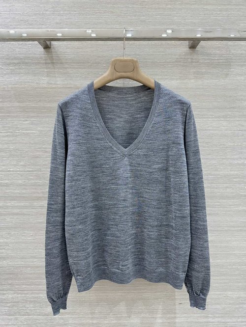 Prada Classy V-neck Soft Merino Wool Top, Stylish and Flattering