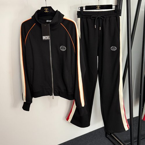 Diesel Side Color-Blocked Collared Long-Sleeve Sports Set