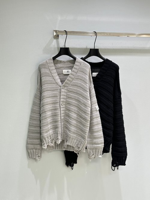 Maison Margiela Digital Jacquard Logo Sweater with Horizontal White Stitch