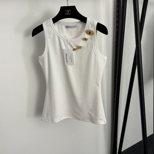 Schiaparelli Refined Gold Button - Decorated Slim - fit Vest in White and Black