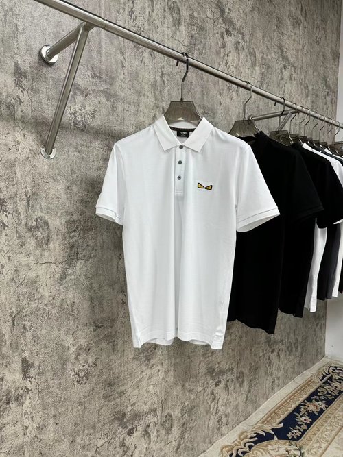 Fendi Refined Cotton Polo Shirt with Exquisite Logo Embroidery