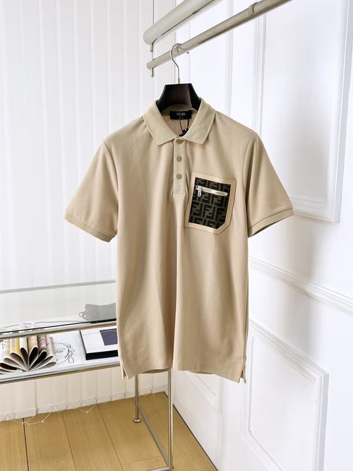 Fendi Short Sleeve Polo Shirt with Zipper Pocket
