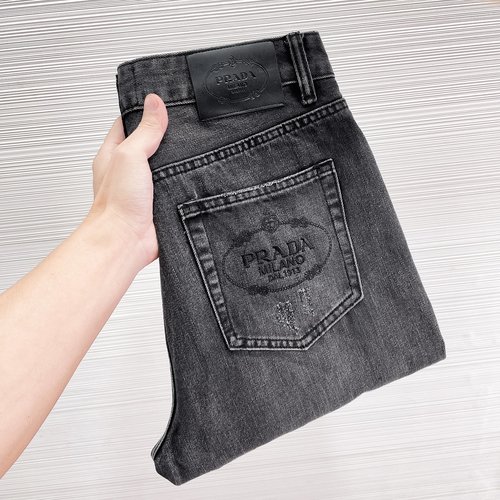 Prada Original Design Distressed Jeans with Embroidery