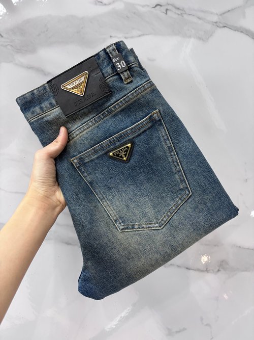 Prada Premium Customized Denim Jeans with Washing Effect