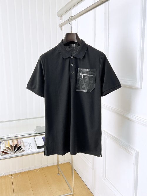 Fendi Polo Shirt with Zipper Pocket and Logo
