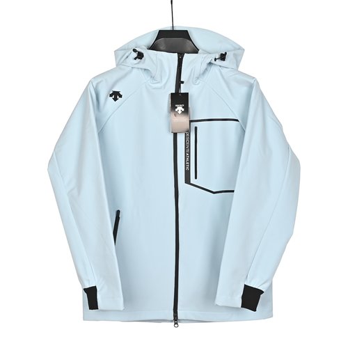 Descente Soft Shell Jacket in Black and Ether Blue