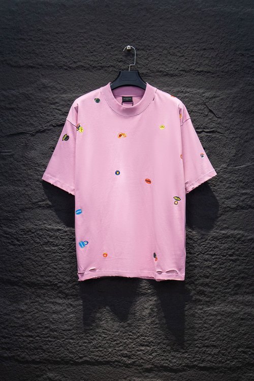 Hermes Limited Edition Fruit Print Distressed Short Sleeve Shirt