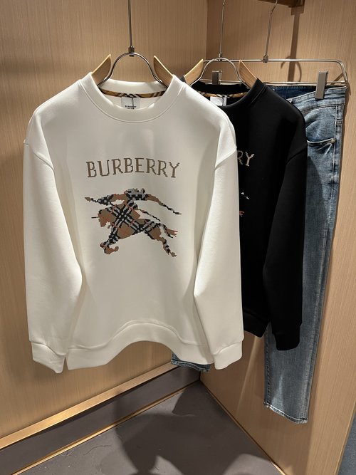 Burberry Cotton Round Neck Sweatshirt with Logo Print