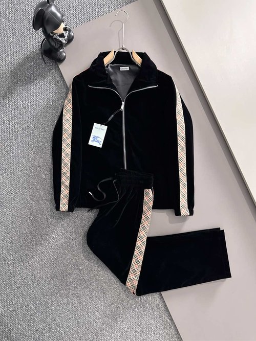 Burberry High - end Spliced Velvet Set
