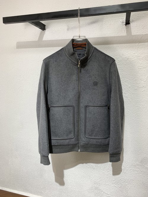 Zegna New Collared Jacket with Embroidered Logo