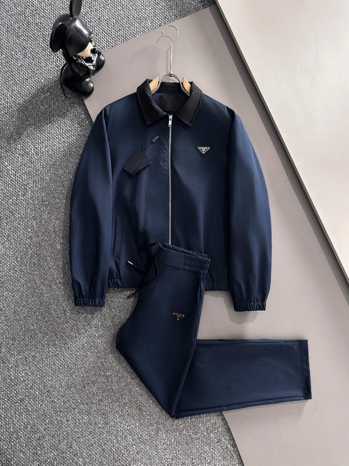Prada Premium Spliced Zipper Pocket Suit