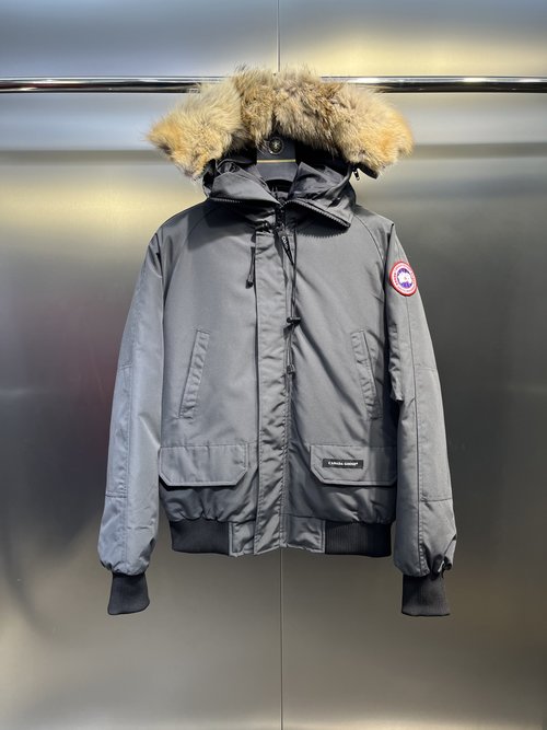 Hermes Short Down Jacket with High-quality Fabric and Wolf Fur Collar