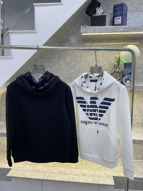 Armani Cotton Hoodie with Classic Icon Embroidery