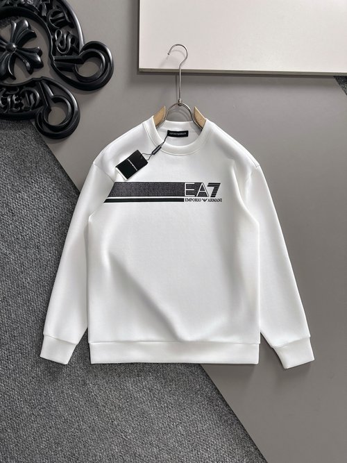 Armani Unisex Air-Layered Round-Neck Sweatshirt with Logo