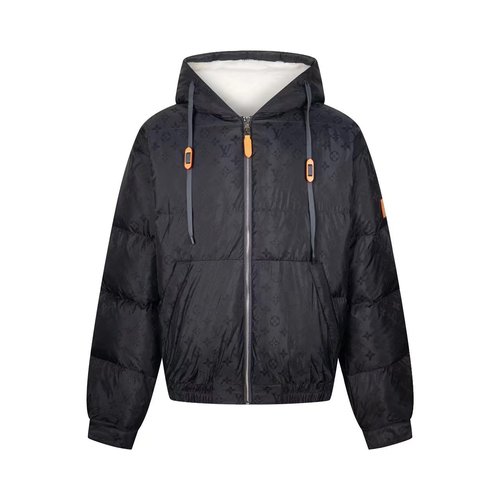 Louis Vuitton Monogram Jacquard Down Jacket with Lamb Fur Lining