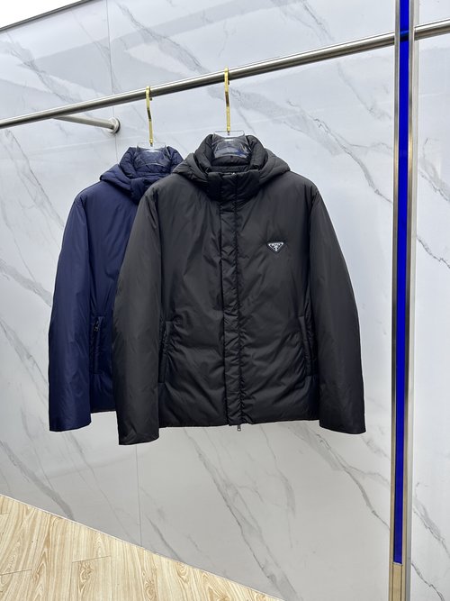 Prada Stylish Hooded Down Jacket with Detachable Hood