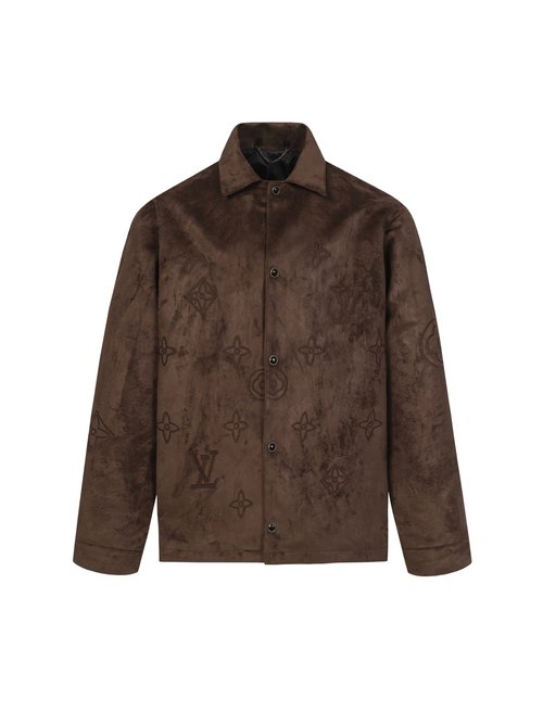 Louis Vuitton Velvet Suede Shirt Jacket with Embroidered Logo