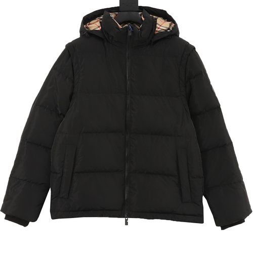 Burberry Detachable Sleeve and Hood Checked Down Jacket (No optimization needed)