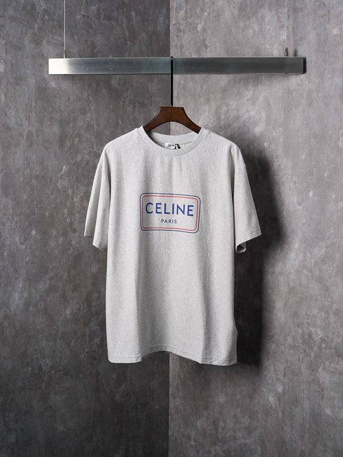 Celine Loose Round Neck T-Shirt with Silicone Printing