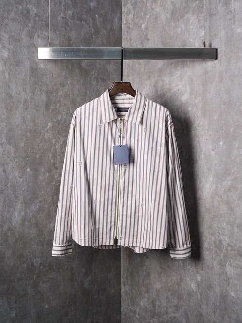 Versace Striped Zippered Shirt Jacket for All