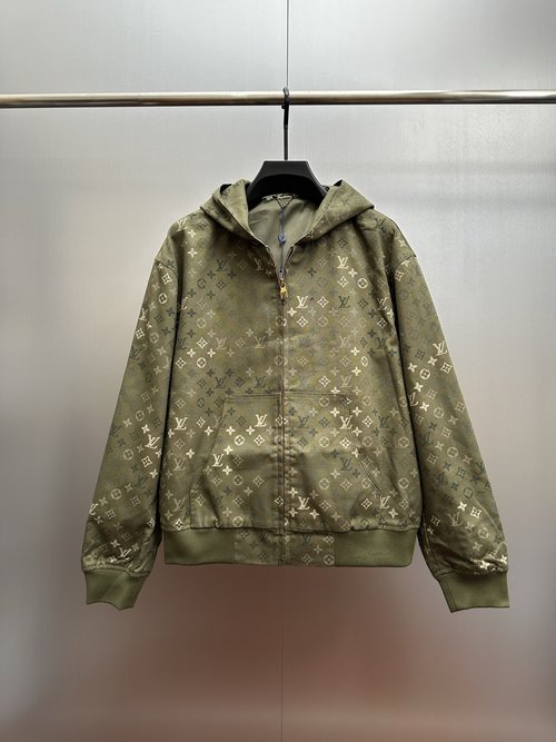 Louis Vuitton Hooded Waist-Cinched Jacket with Monogram