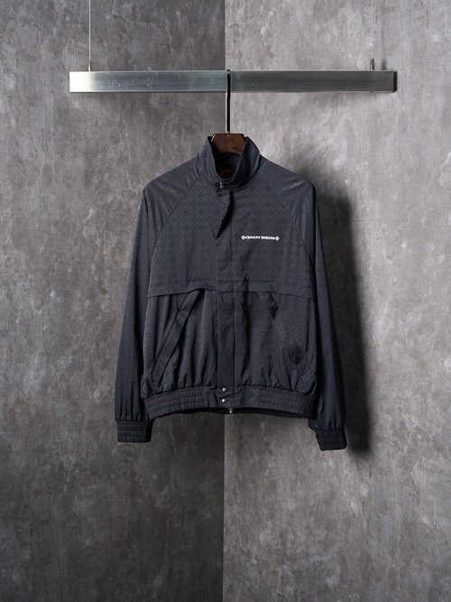 Chrome Hearts CH Patterned Woven Zip-Up Jacket with Dark Aesthetic