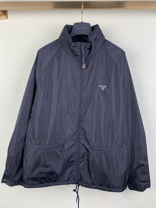 Prada Modern Recycled Plastic Jacket with Detachable Hood