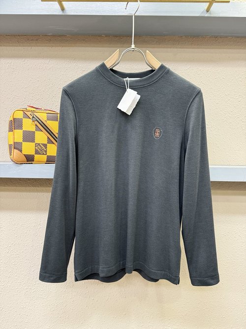 Brunello Cucinelli Premium Cashmere Blend Long Sleeve Tee for Style