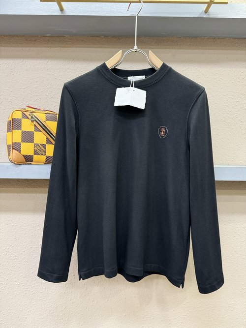 Brunello Cucinelli Top Quality Cashmere Blend Long Sleeve Tee for Comfort