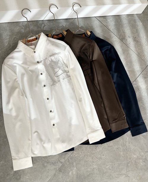 Hermes Premium Long-sleeved Shirt with Logo Print