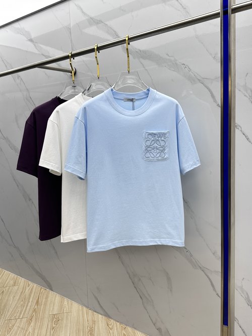 Loewe New - style Short - sleeved Round - neck T - shirt with Logo Craft