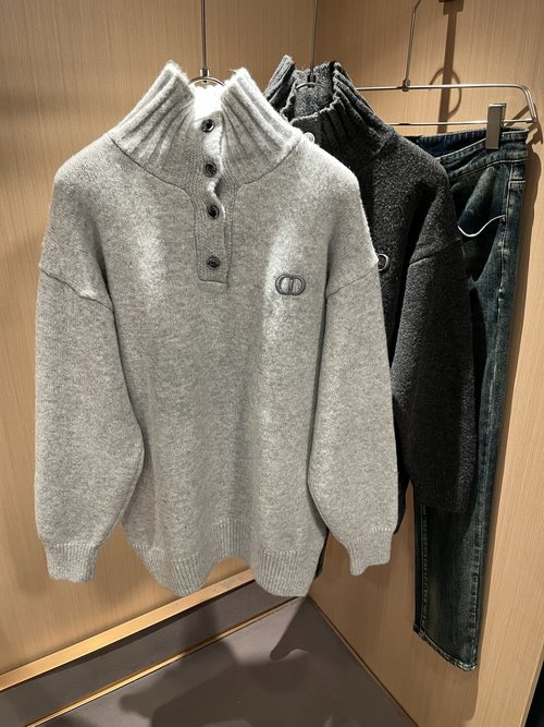 Dior Knitted Wool Sweater with Logo Embroidery