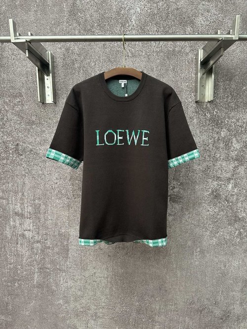 Loewe Wool-Cotton Jacquard Collared T-Shirt with Logo