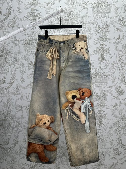 Acne Studios Loose-Fit Jeans with Optical Illusion Print