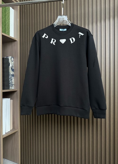 Prada Loose Round Neck Sweatshirt with Silicone Print