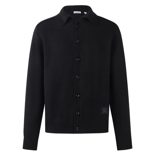 Burberry Black Cashmere Open Cardigan with Horse Design