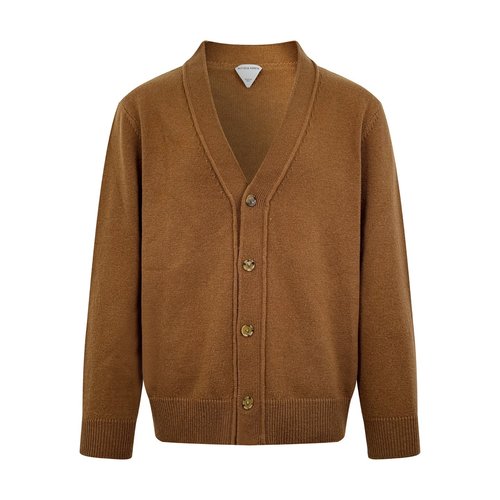 Bottega Veneta Leather-Woven Cashmere Cardigan with Craftsmanship