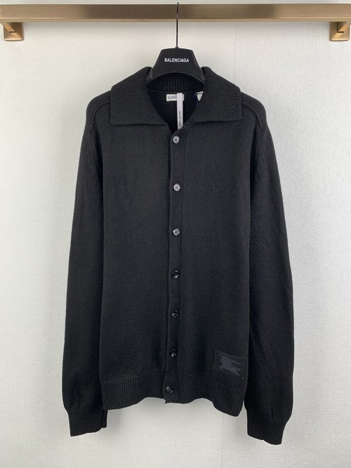 Burberry Black Cashmere Cardigan with Elbow Patches