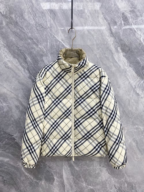 Burberry Double-Faced Stand-Collar Down Jacket with Logo Badge