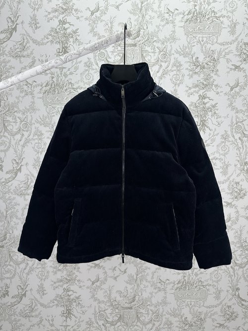 Burberry Cotton Corduroy Down Jacket with Lining and Patch