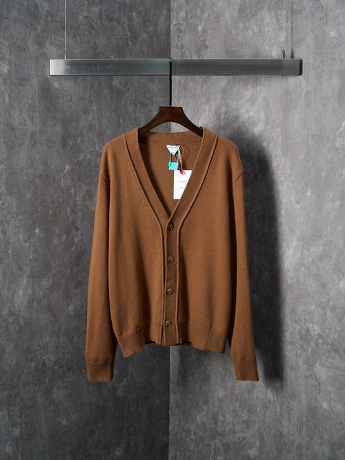 Bottega Veneta Cashmere Sweater with Leather Elbow Weaving