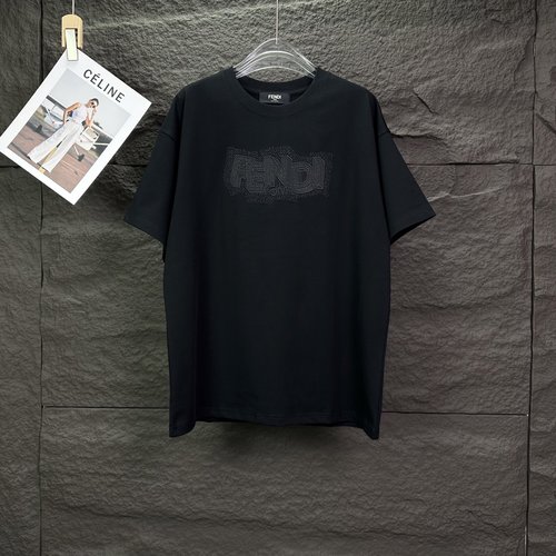 Fendi Embroidered Logo Couple Short Sleeve T-Shirt